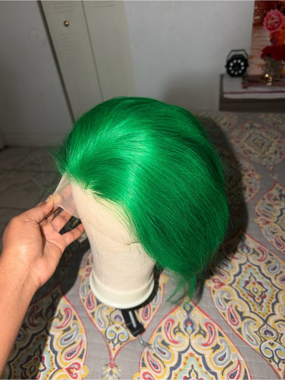 Vibrant Green Lace Front Wig - Short Straight Style